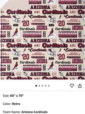 Arizona Cardinals Retro Cream & Cardinal Fleece Throw Blanket